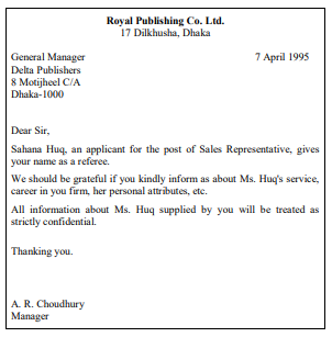 Request for reference letters